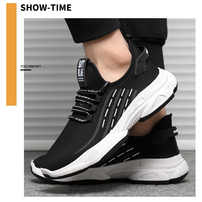 [Mã FAMAYMA2 giảm 10K đơn 50K] Giày nam thoáng khí Saytlea đen đế trắng kiểu dáng mới | BigBuy360 - bigbuy360.vn