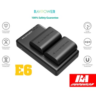 Bộ 2 pin+sạc đôi cho canon lp-e6/e6n ravpower dùng cho máy ảnh eos r 90d 5d4 70d 6d2 r6 r5 5d2 5d3 60d 7d2 7d...