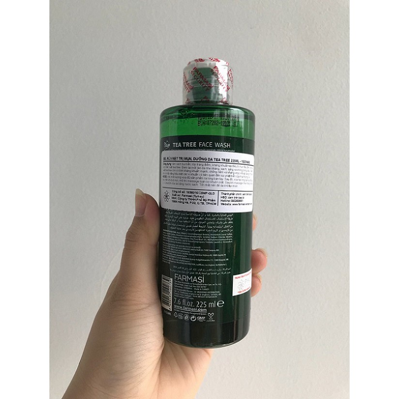 [Mã FMCGMALL -8% đơn 250K] Gel Rửa Mặt Tea Tree Dành Cho Da Mụn & Da Dầu Farmasi (1820WAS) 225ml | BigBuy360 - bigbuy360.vn