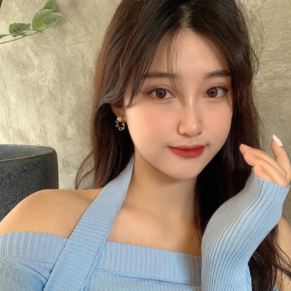 Bông Tai Hình Tròn Đính Ngọc Trai Nhân Tạo Phong Cách Retro Pháp Thời Trang Cho Nữ