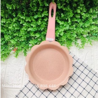 Bộ Nồi Chảo Ăn Dặm Đá Hình Hoa, Quánh Chống Dính Nấu Cháo, Bộ Nồi Ăn Dặm Cho Bé Tặng Kèm Lồng Hấp Và Thìa Silicon