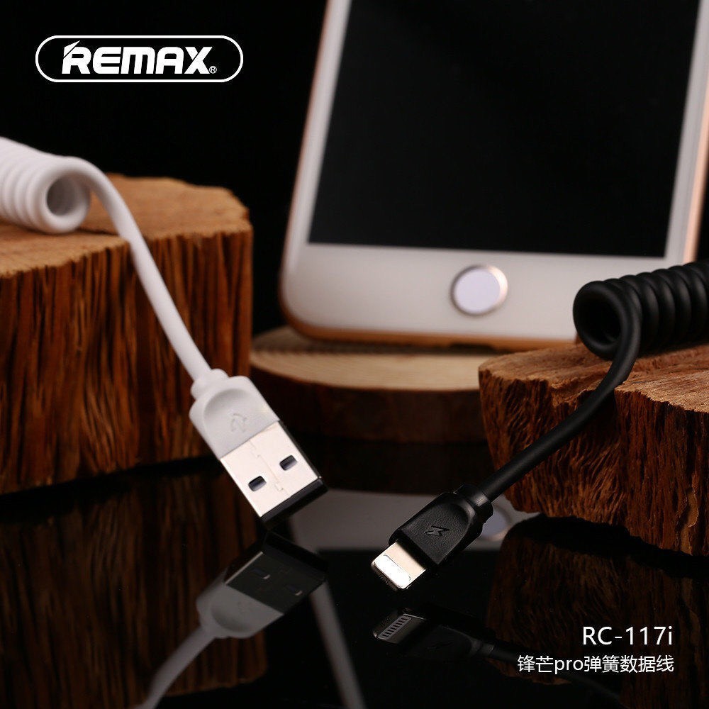 Cáp sạc lò xo Remax Rc-117m cổng micro &lt;Type-c&gt;iphone