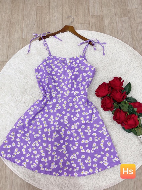 Váy dây hoa tím cổ V HSU1 | BigBuy360 - bigbuy360.vn