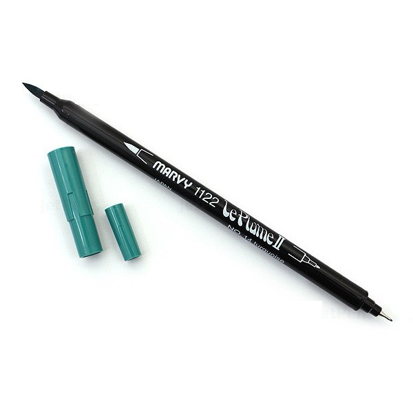 Bút lông đầu cọ viết calligraphy Marvy Le Plume II Double-Sided Watercolor Marker - Màu xanh lam (Turquoise - 14)