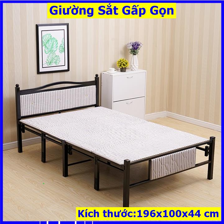 Giường gấp gọn thông minh bằng sắt, kích thước 196x100x44cm