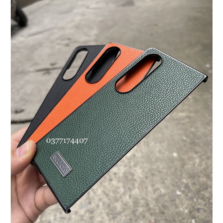 Ốp lưng Sulada Vân da cho Samsung Z Fold 4 5G 2 mảnh ôm máy mỏng nhựa siêu đẹp