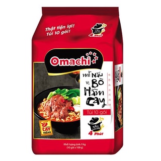 Lốc 10 Gói Mì Omachi Nấu 4 Phút Bò Hầm Cay