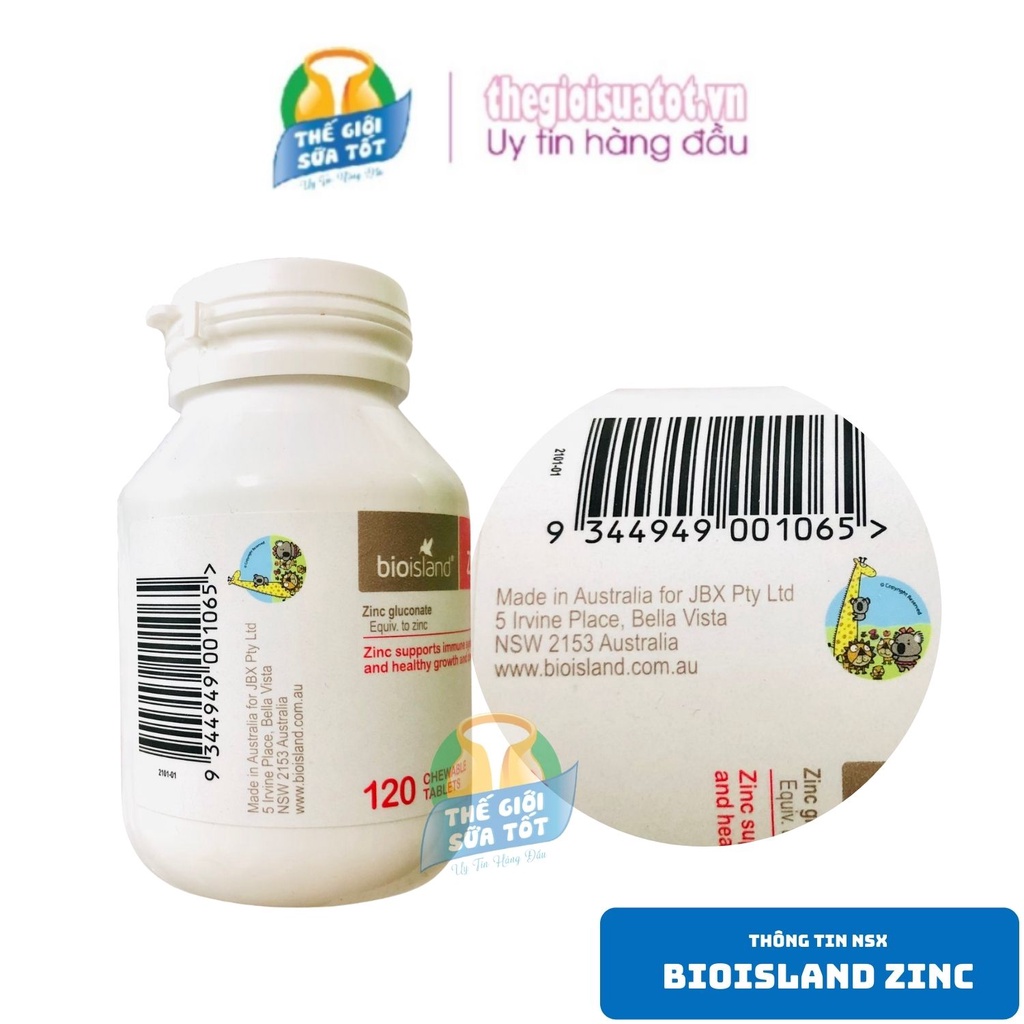 Kẽm Bio Island Zinc Úc 120v, Viên Uống Bổ Sung Kẽm Cho Trẻ