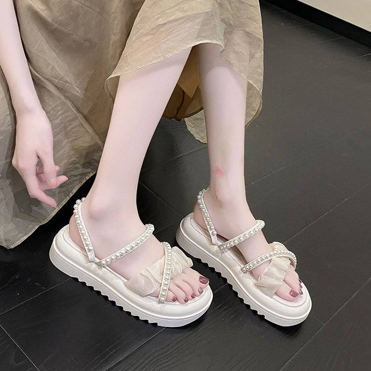 Xăng đan Đế Dày 4.5Cm Phong Cách Roman Thời Trang Mùa Hè Cho Nữ