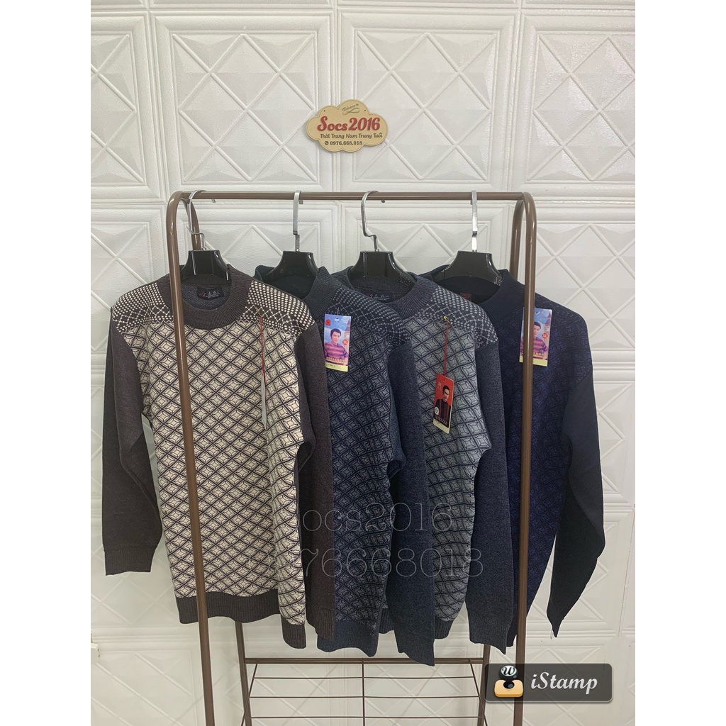 Áo len nam hoạ tiết dài tay cho bố