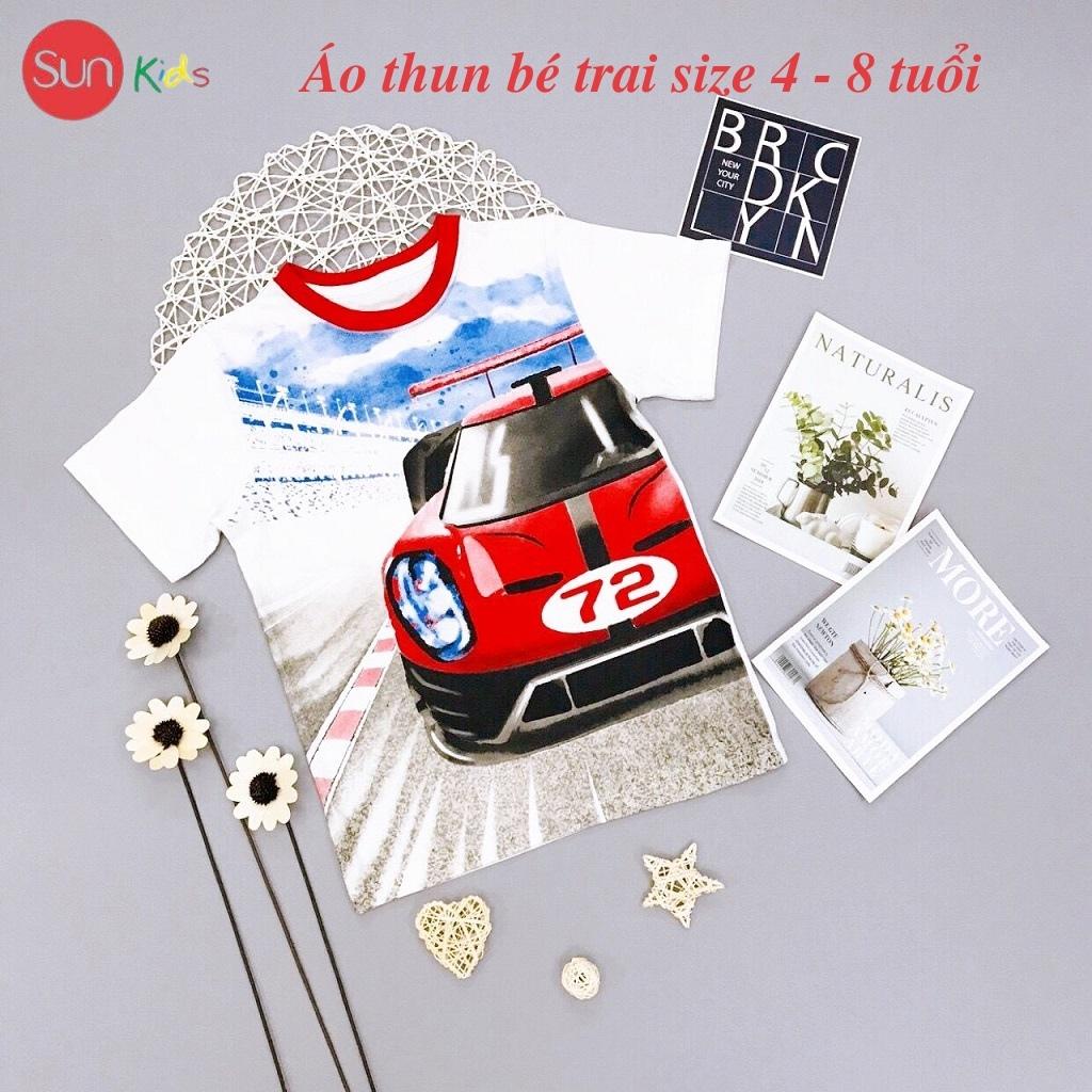 Áo thun bé trai, áo phông cho bé trai chất cotton nhiều màu, size 4-8 tuổi - SUNKIDS