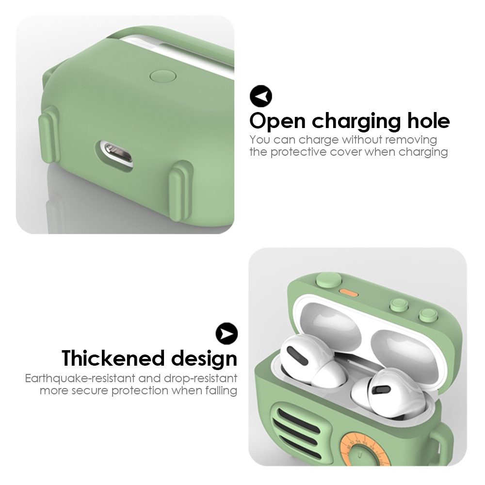 Vỏ Đựng Hộp Sạc Tai Nghe Bằng Silicon Mềm Có Vòng Khóa Cho Airpods Pro