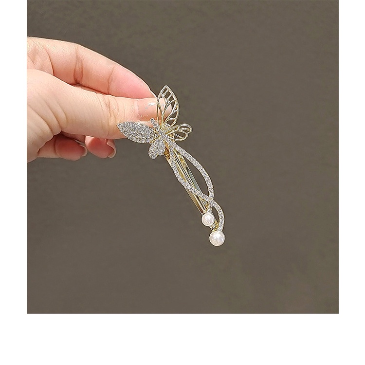 2022 Kẹp Tóc Hình Bướm Đính Ngọc Trai Đơn Giản Phong Cách Hàn Quốc