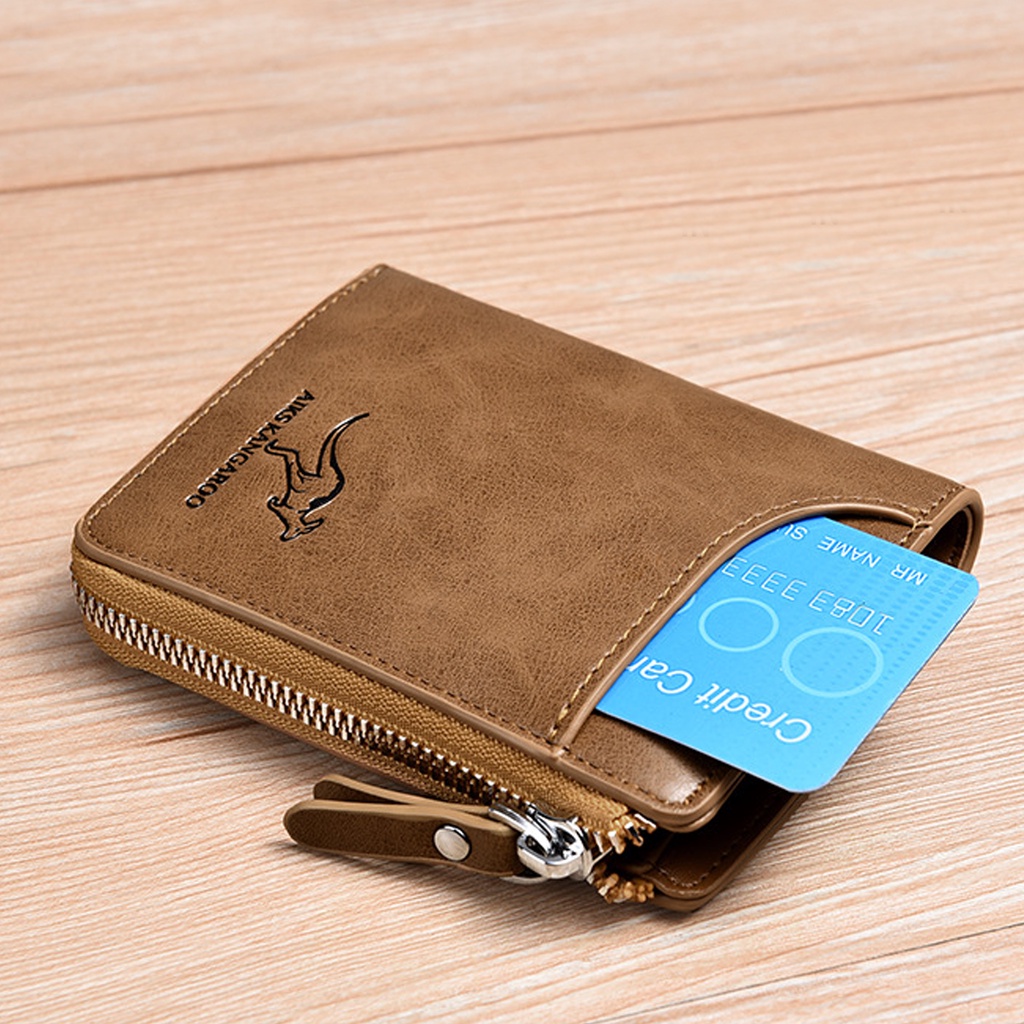 Ví nam dài dáng đứng mini cầm tay chất liệu da bò hàng hiệu kẹp tiền thương hiệu ZUCA DN08