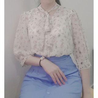 Áo voan nơ cổ
