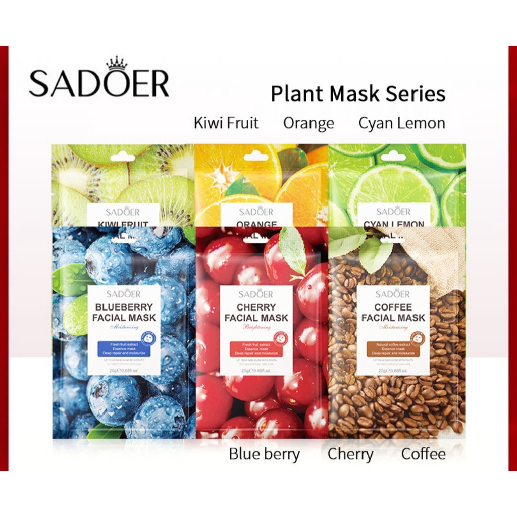 Mặt nạ thực vật trái cây Cam , Việt Quất , Kiwi, Chanh, Cherry, Cafe