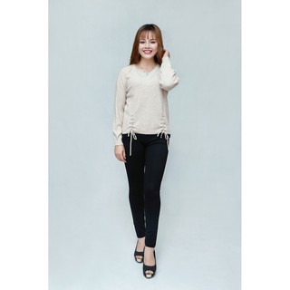Áo len nữ cổ tròn đan dây - H931 - HQLENS