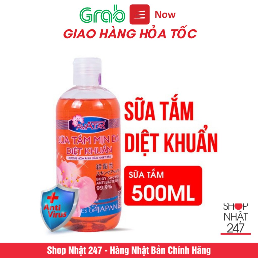 Sữa tắm mịn da diệt khuẩn 99.9% AVATAR 500ml - Hương hoa Anh Đào