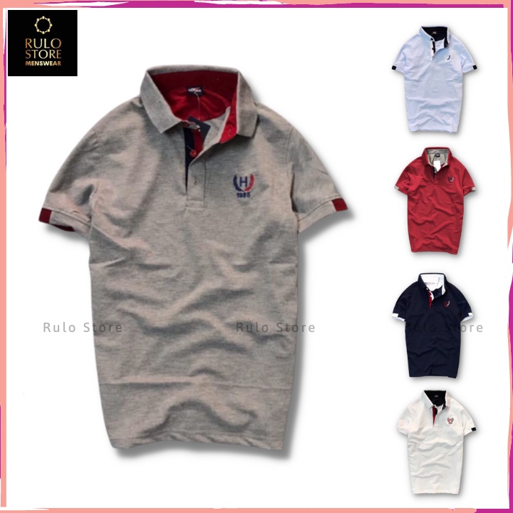 Áo polo nam cao cấp hình bông lúa vải cotton thoáng mát