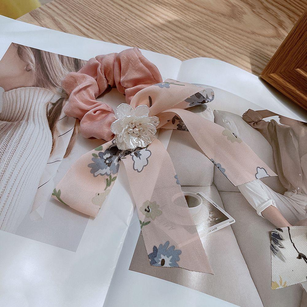 Dây Cột Tóc Ruy Băng Thắt Nơ Họa Tiết Hoa Vintage Thanh Lịch Cho Nữ WMES15H Giá Đỡ