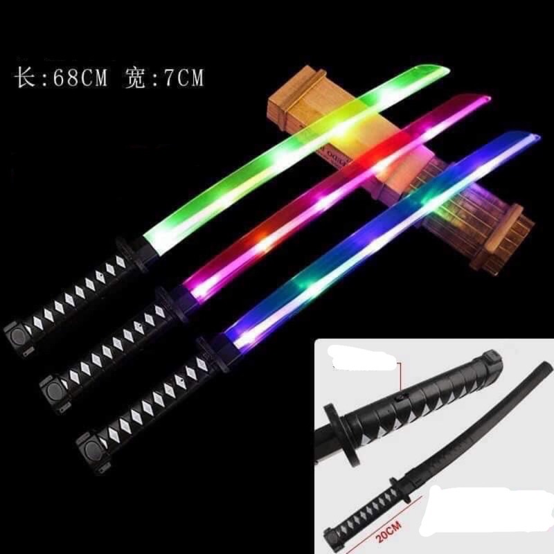 Kiếm nhật Katana phát sáng 68cm có âm thanh tặng kèm pin - Kiếm nhựa hóa thân dũng sĩ Samurai đồ chơi hot trend cho bé