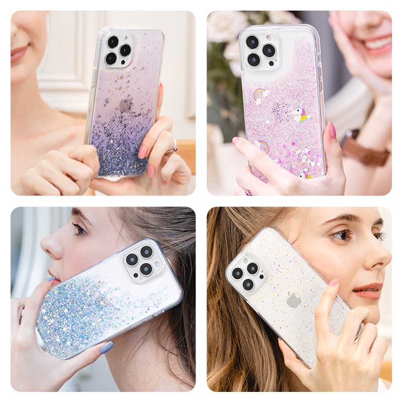 Ốp điện thoại kim tuyến nước chống sốc thích hợp cho iphone 13 pro max /13 pro 13/13 mini