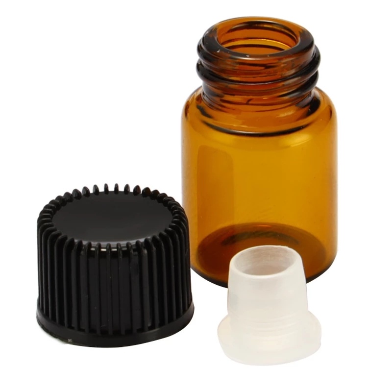 Bình Thủy Tinh Mini 1ml Đựng Tinh Dầu Kèm Nắp Đậy Tiện Dụng