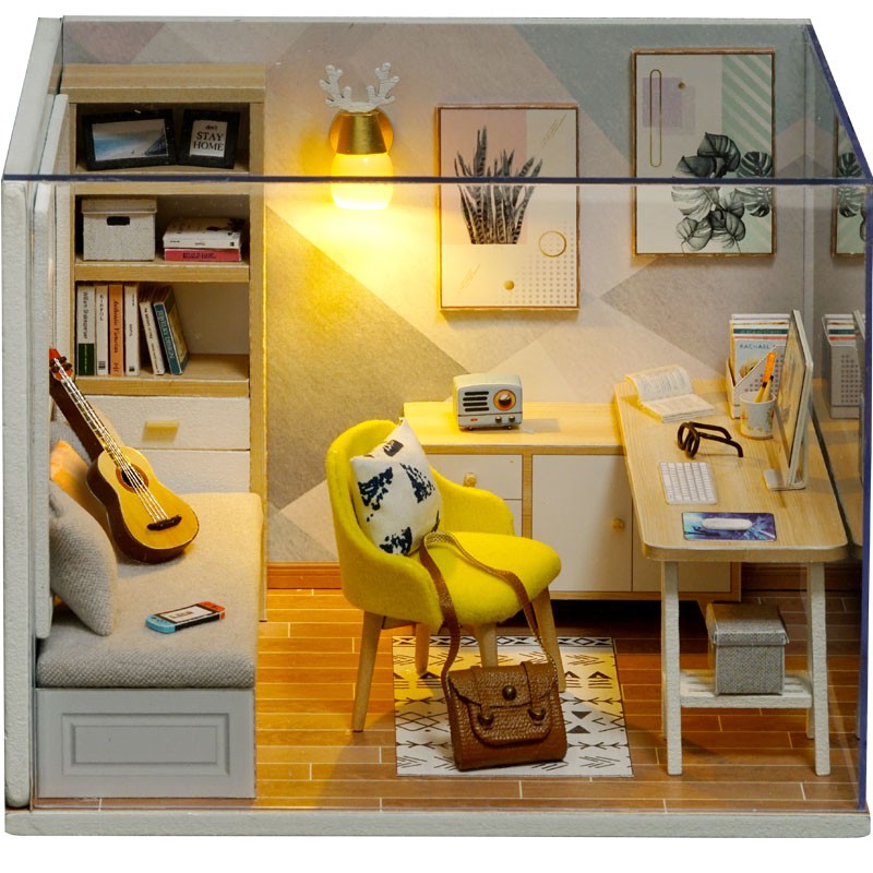 Mô hình nhà DIY Doll House Sunshine Study Kèm Mica Chống bụi