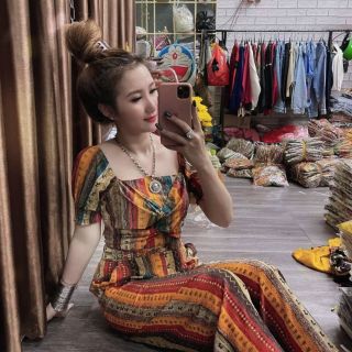 Set bộ lụa thổ cẩm cao cấp có mút ngực