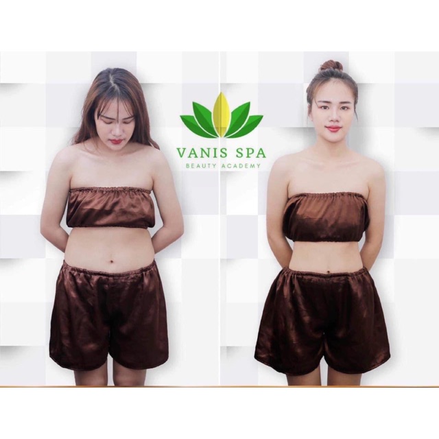 Bộ quần đùi áo ống giảm béo,massage trong spa chất lụa mềm mát loại 1