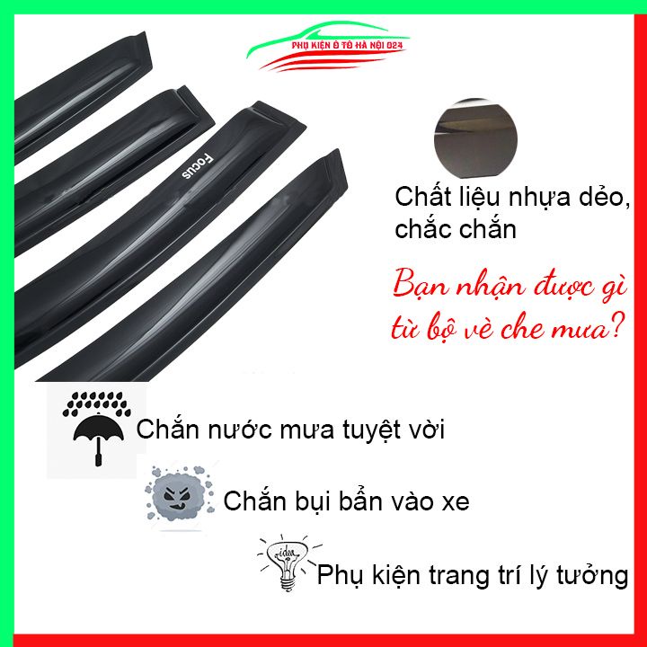 Vè che mưa cho xe ô tô Focus 2004-2011 vè đen bảo vệ trang trí xe