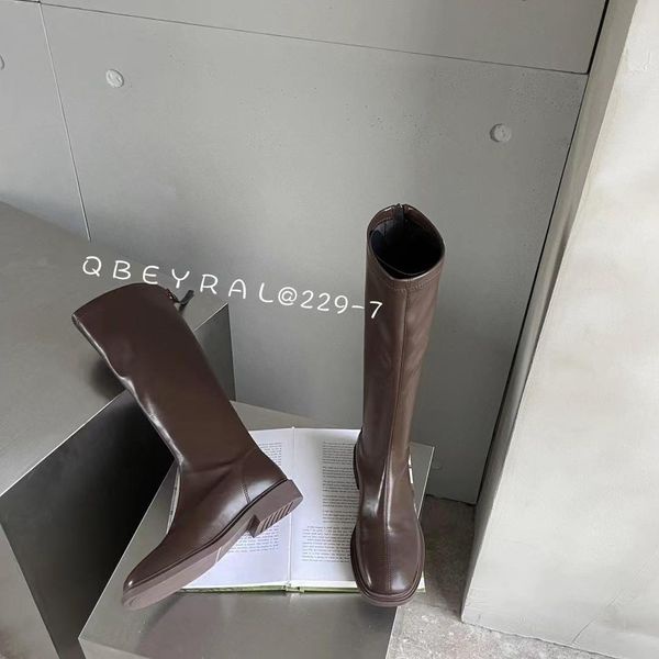 Boot nữ cao cổ 3 phân OSHO đế vuông mũi vuông, chất da mềm cao cấp hàng loại 1