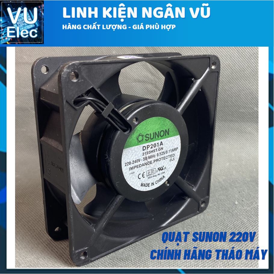 Quạt Hút BI-SONIC 220V 12Cm khung nhôm - Hút Khói SUNON 12x12x4Cm DP200A 220VAC