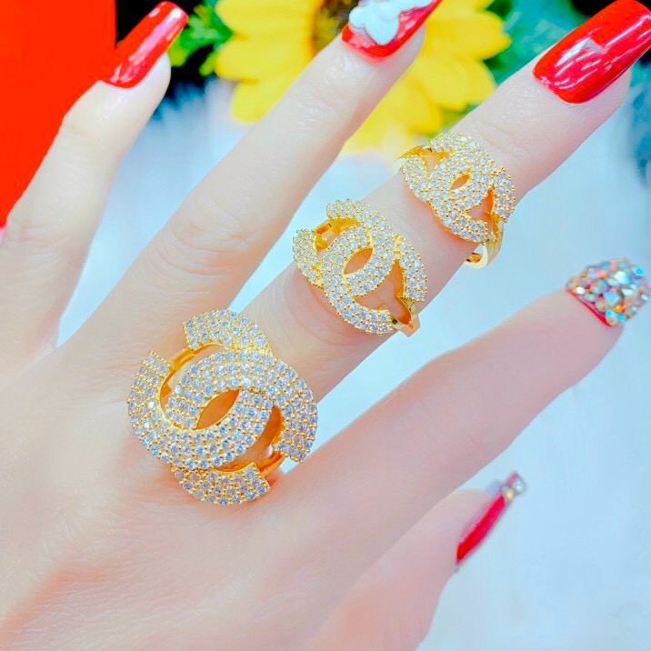Nhẫn Nữ Vàng Chữ X Nhiều Kích Cỡ - Đủ Size, Bền Màu, Không Đen Không Ngứa