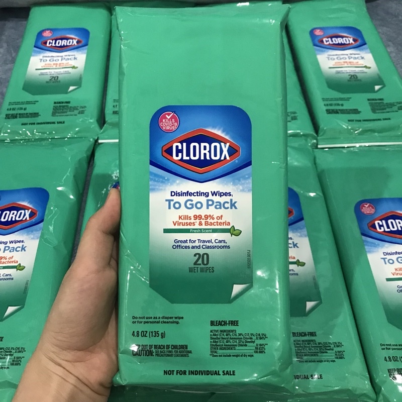 Khăn lau Lysol/Clorox gói 20 tờ