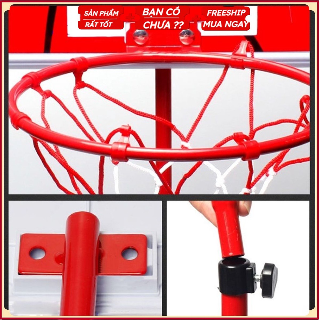 Trò Chơi Bóng Rổ Cho Bé - Gia Đình Thân Sắt 1.2 - 1.65 Mét (Tặng Đủ Phụ Kiện - Có Thể Chỉnh Độ Cao)