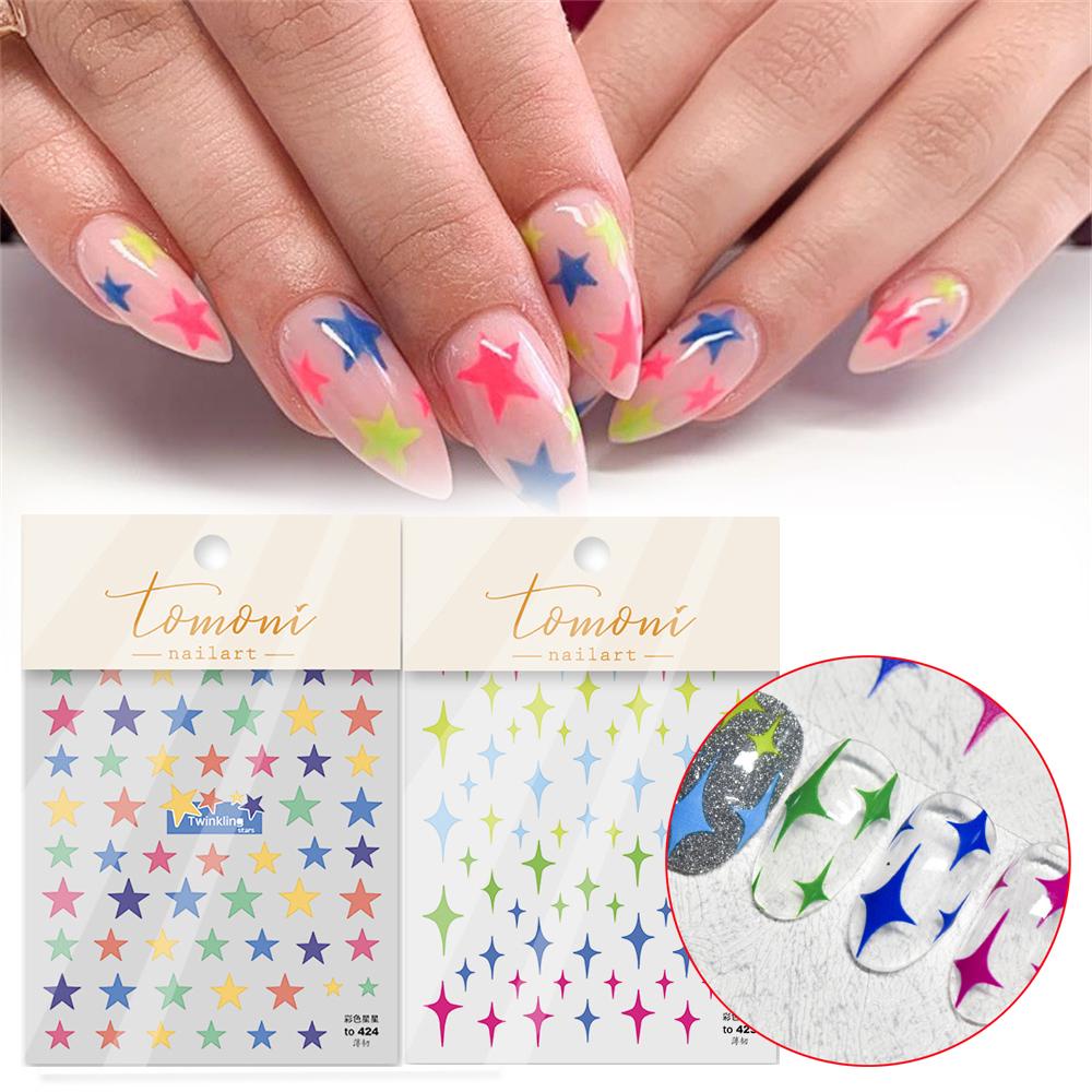 OCEANMAP Miếng Dán Trang Trí Móng Tay 3D Nhiều Màu Tự Dính Tiện Dụng