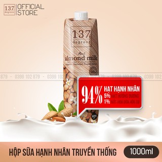 Sữa hạt 137 DEGREES hạnh nhân nguyên chất hộp 1L
