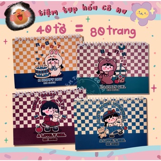 Sổ chiết và lưu trữ sticker size A5 80 trang -  Sổ lò xo caro dễ thương - Sổ lưu trữ hình dán washi - tiemtaphoacona