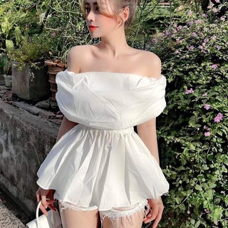 Áo trễ vai peplum chun eo