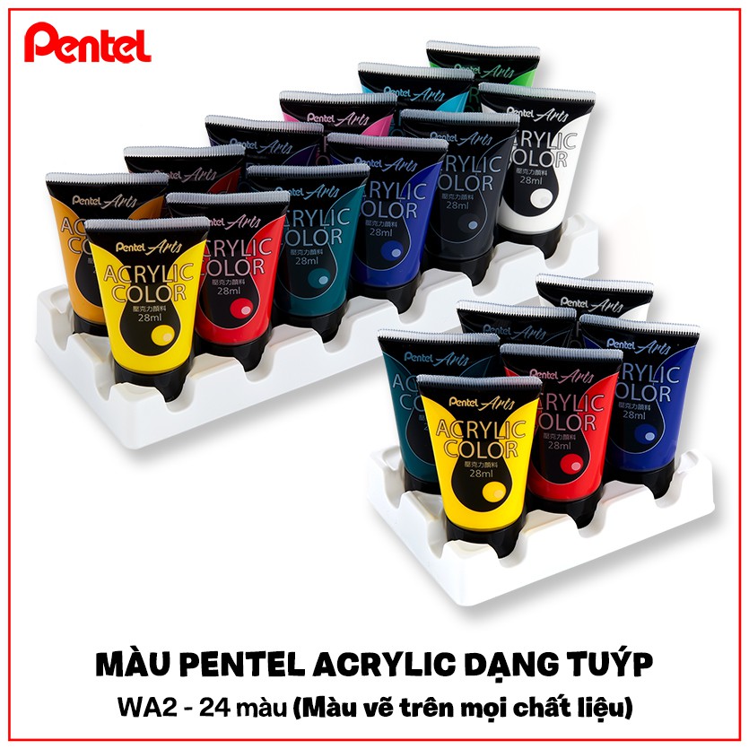 Màu Acrylic Pentel - WA2 (Vẽ Trên Mọi Chất Liệu) [Hàng Chính Hãng]