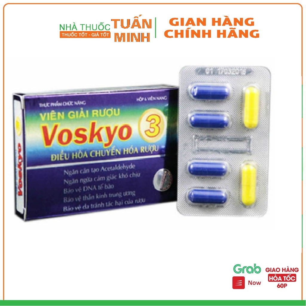 Viên giải rượu Voskyo Giải rượu nhanh bảo vệ tế bào gan và tế bào thần kinh