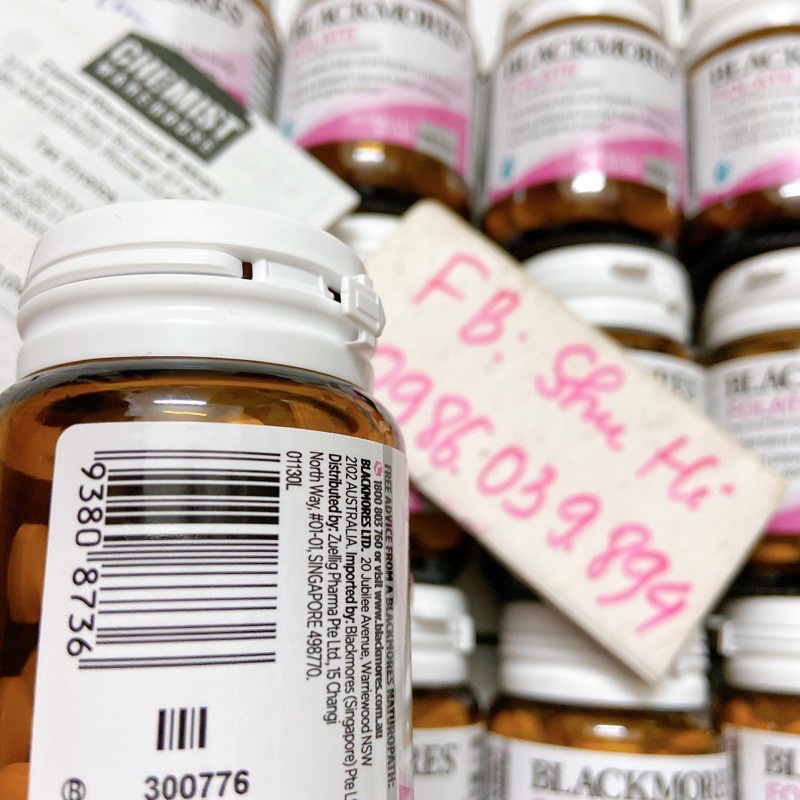 Viên uống bổ sung acid folic của blackmores, blackmores folate 500mcg 90 viên úc, vitamin b9, cho bà bầu
