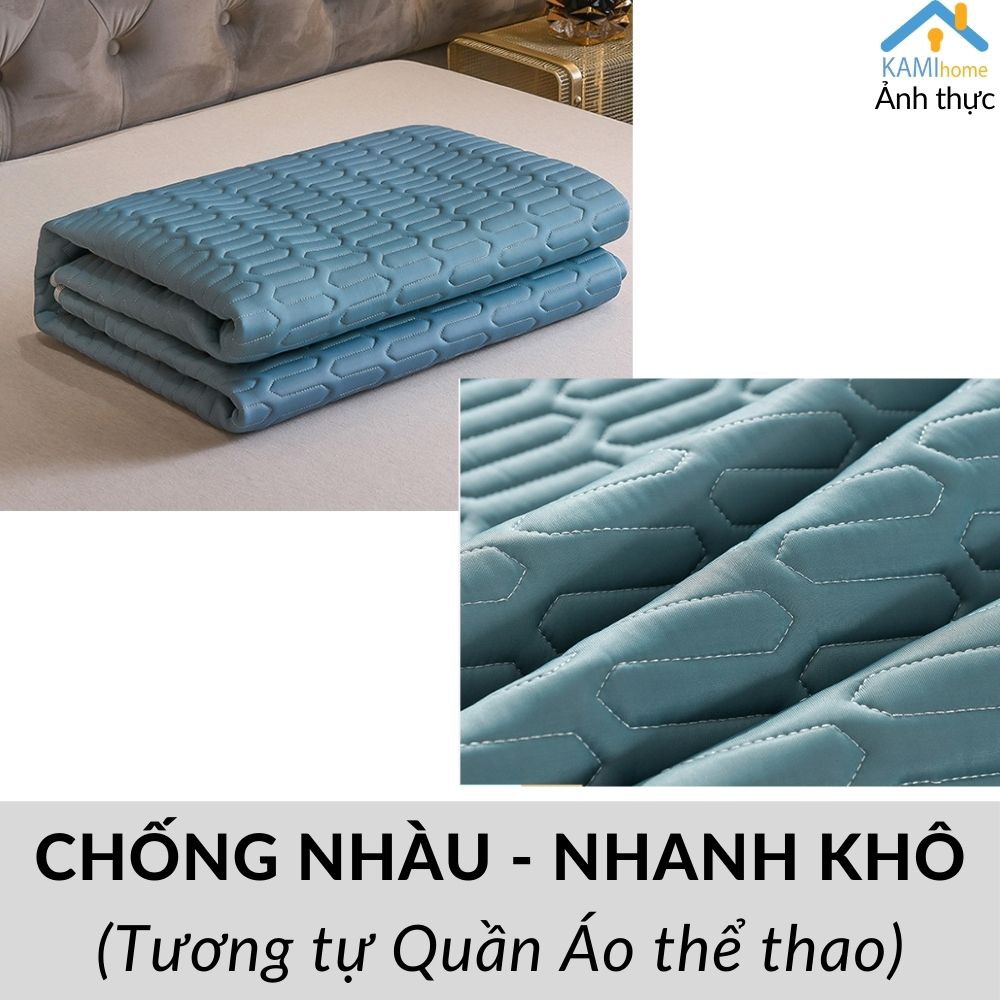 Chiếu vải điều hòa cao su non dùng cho mùa hè có kèm vỏ gối và chọn Cỡ 120-160-180cm hàng 3 lớp cao cấp