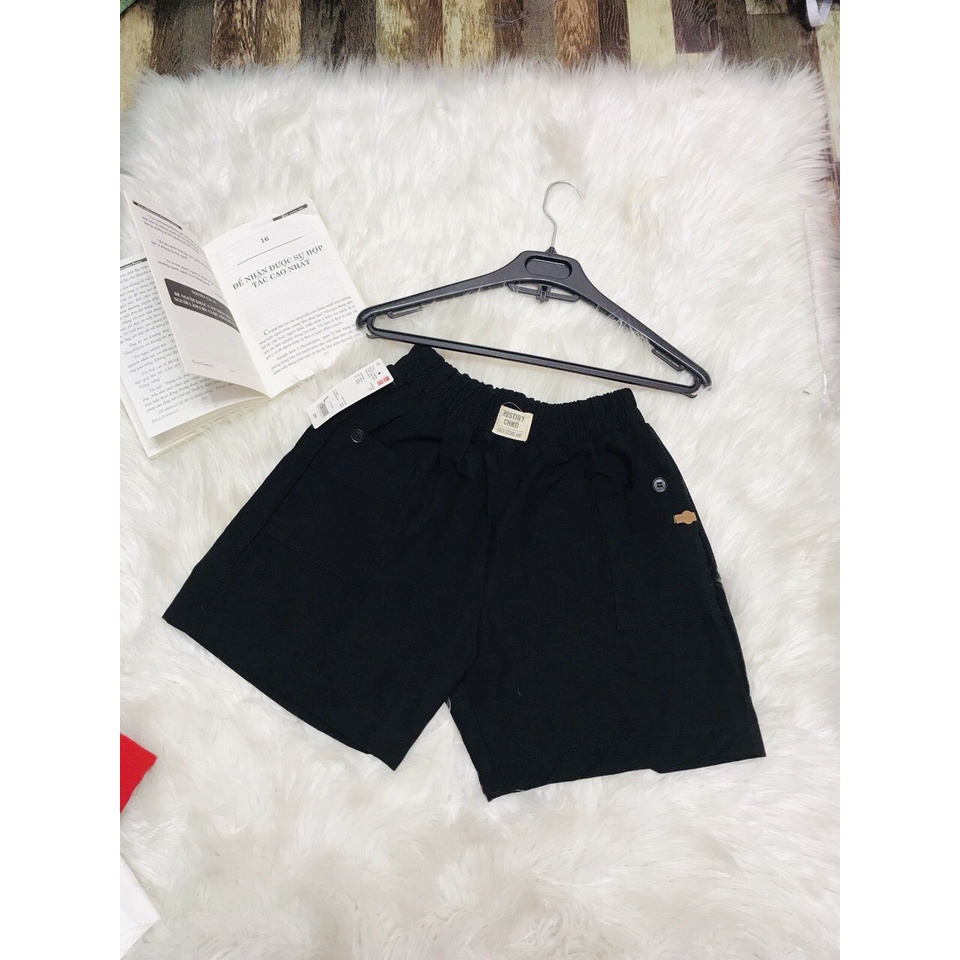 [  ẢNH KÈM VIDEO THẬT] Quần short kaki nữ ống rộng basic, quần đùi kaki nữ cạp chun lưng cao.