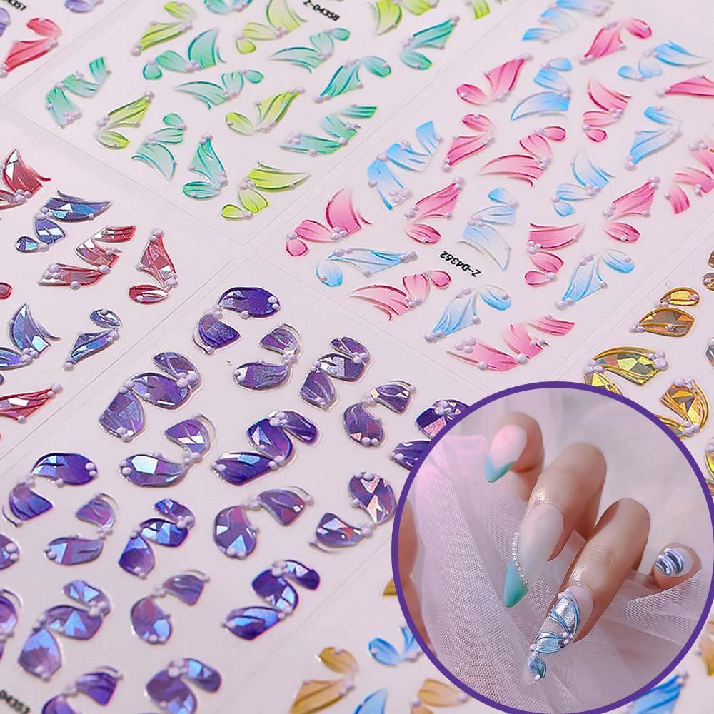 Miếng Dán Trang Trí Móng Tay Họa Tiết Dập Nổi 5D Thời Trang