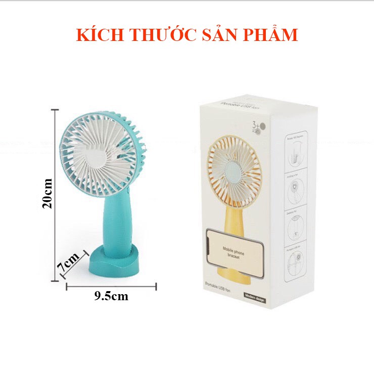 Quạt cầm tay mini tích điện có đế để bàn, 2 tốc độ gió, sạc USB tích điện (B01)