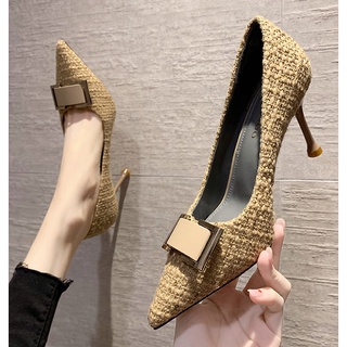 Giày cao gót dạ mũi nhọn công sở gót nhọn giày dự tiệc 8cm