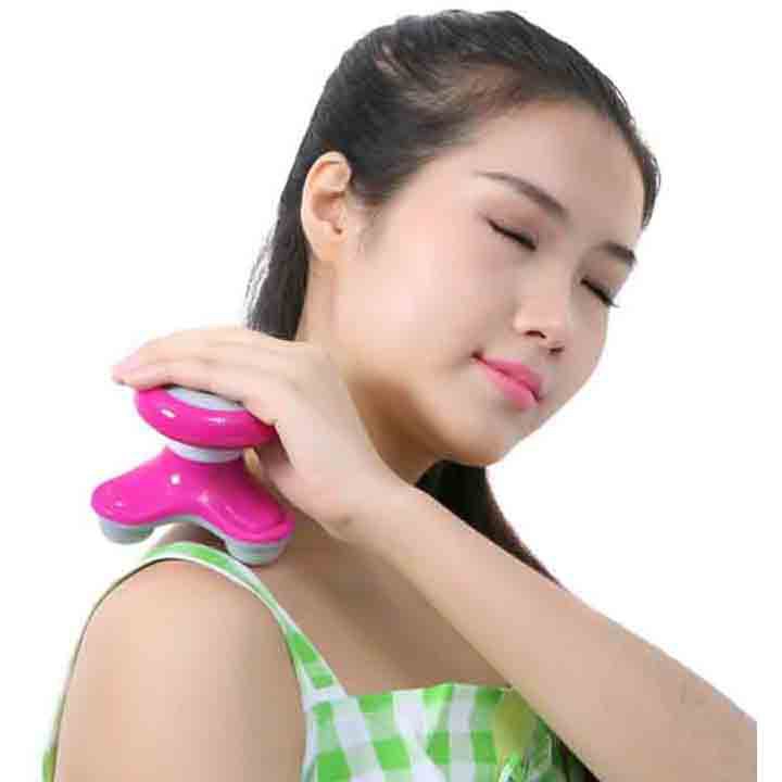 Máy massage cầm tay mini rung 3 chân MIMO dùng pin hoặc cáp sạc, máy mát xa toàn thân lưng cổ vai gáy tiện dụng