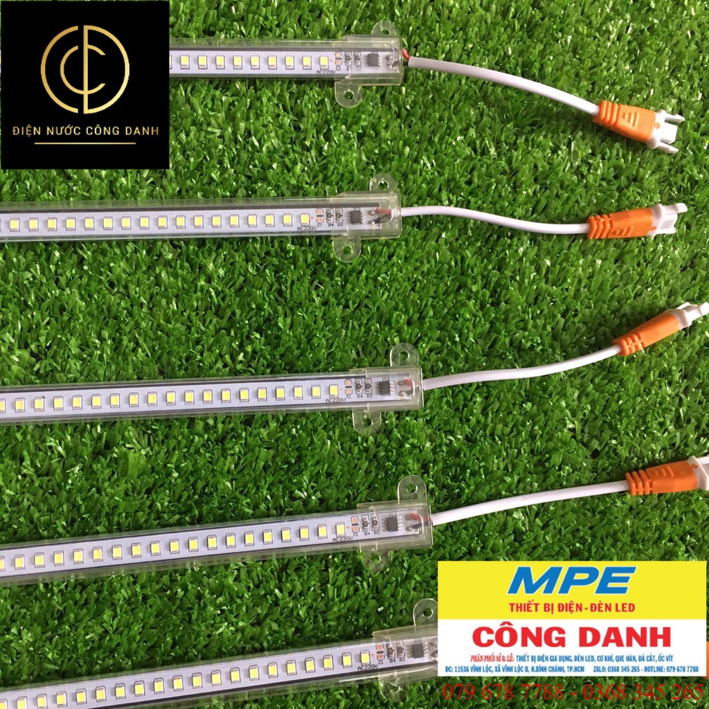 Đèn led thanh 220v chíp 2835 siêu sáng bọc nhựa, led thanh 220v 30cm 50cm 1m ánh sáng trắng vàng
